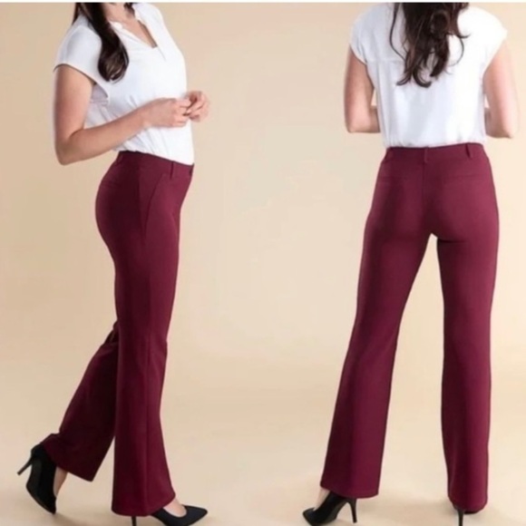 BETABRAND Womans Bootcut Yoga Classic Dress Pant Maroon Size Large - Picture 6 of 14